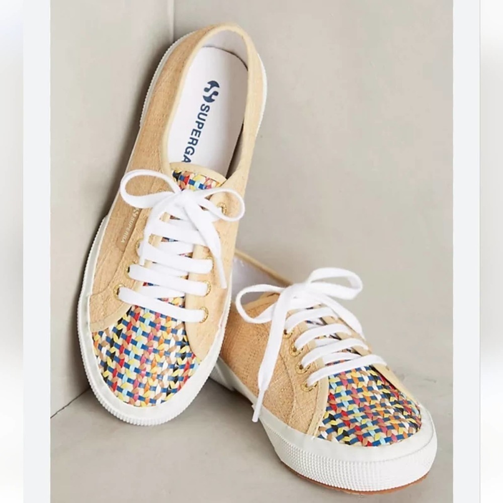 Superga raffia woven multi color boho fashion sneakers‎ size 7